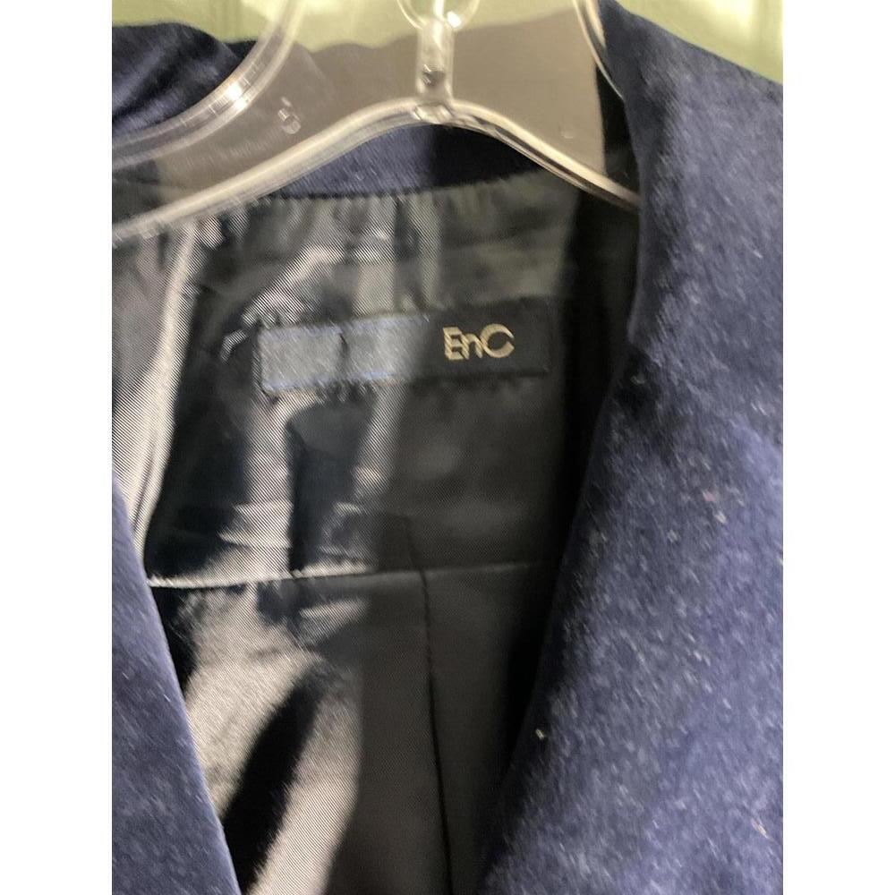 EnC Korean  Navy Blue Velour Blazer with Ribbon and faux leather detail Size S - Picture 3 of 14